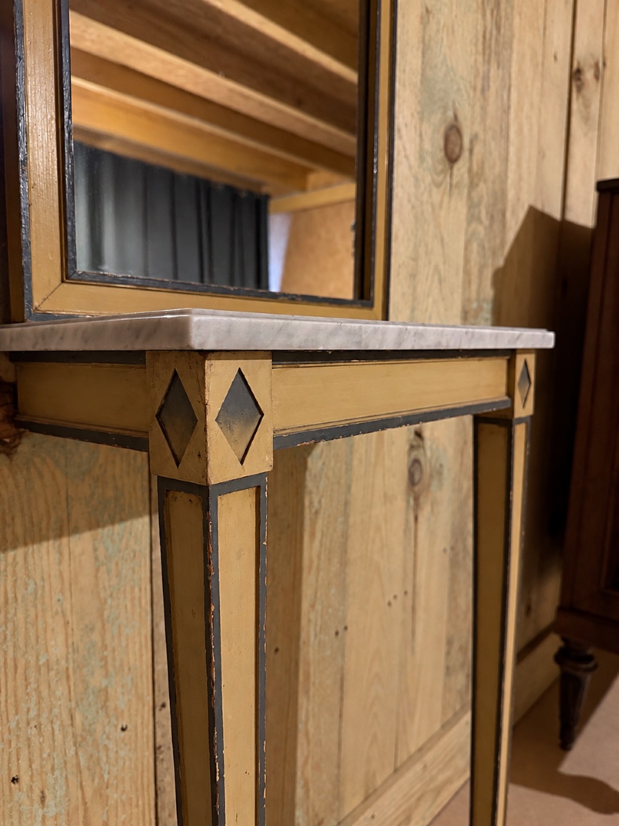 Ensemble console et trumeau de style Directoire en bois peint. -photo-4