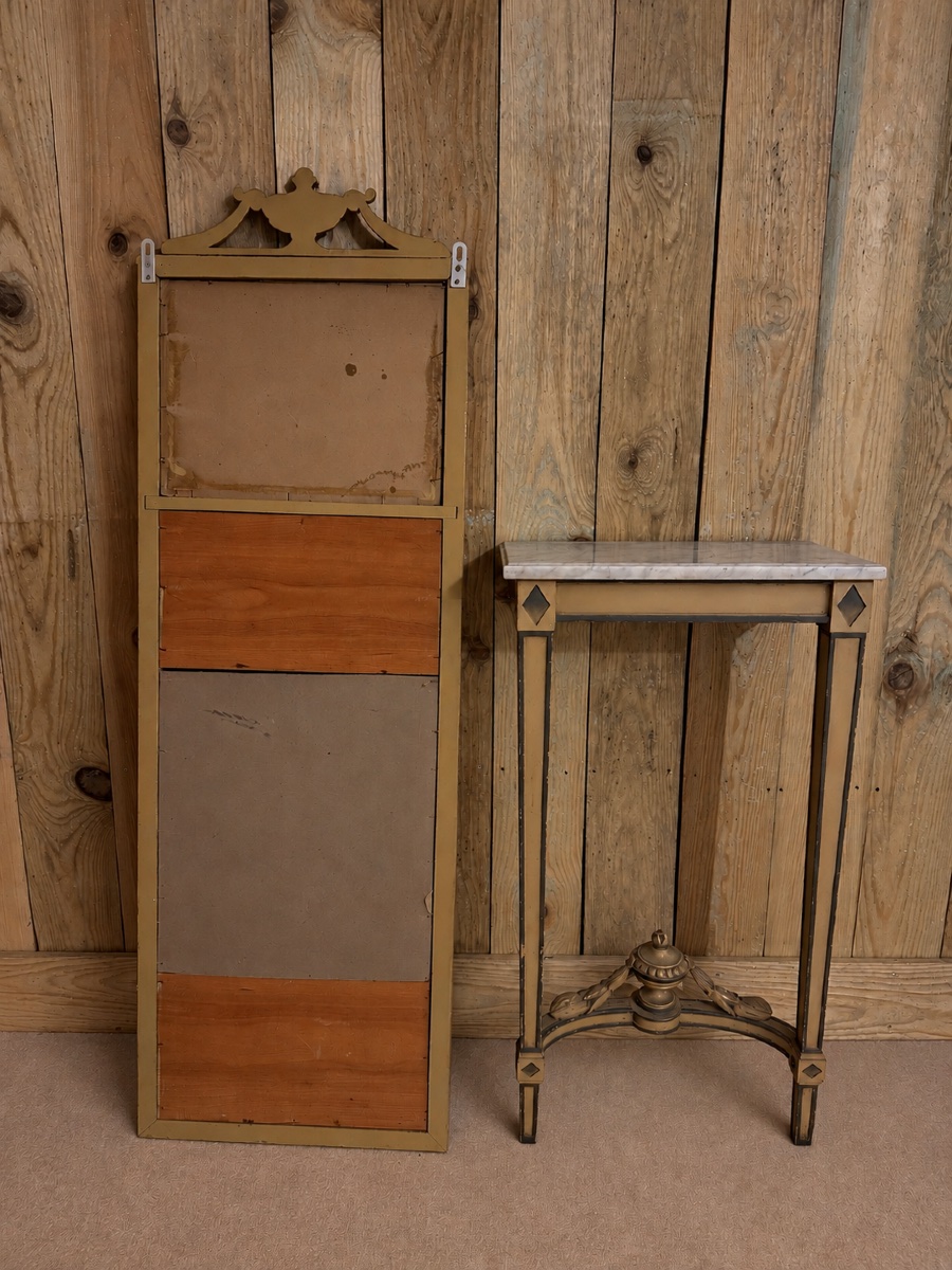 Ensemble console et trumeau de style Directoire en bois peint. -photo-3