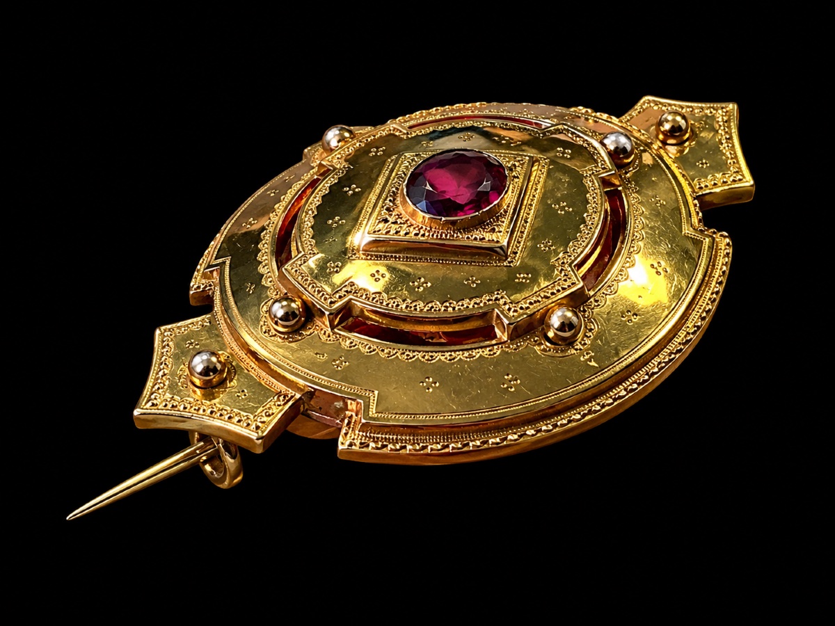 Napoleon III-era Gold And Amethyst Brooch. -photo-2