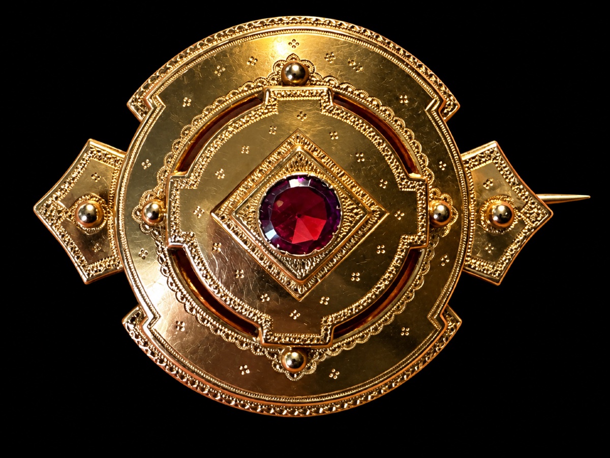 Napoleon III-era Gold And Amethyst Brooch. 