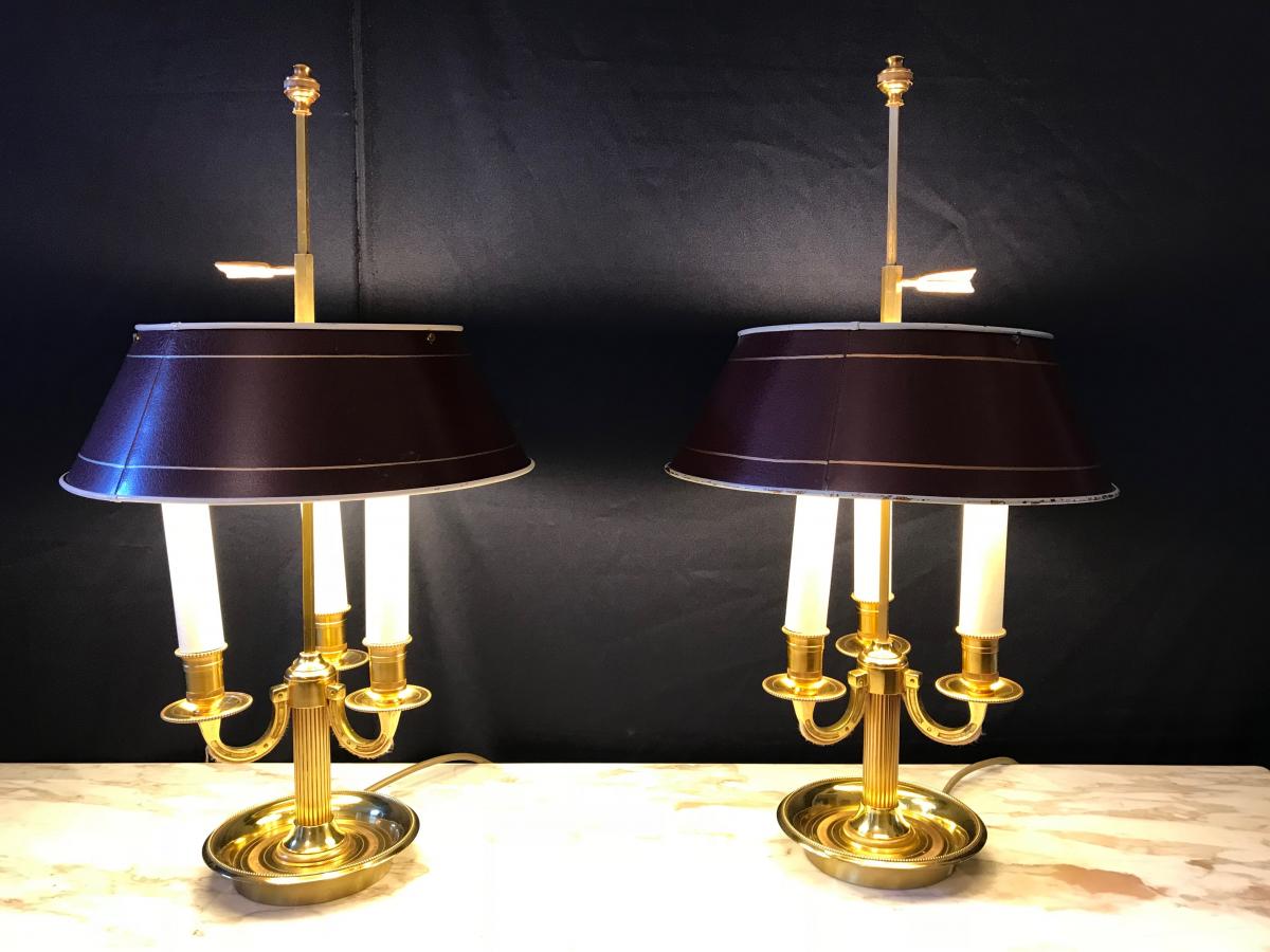 Paire De Lampes Bouillotte Louis XVI -photo-2