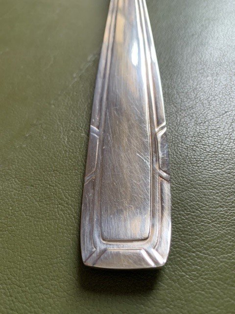 Art Deco Cutlery Set In Silver Metal.-photo-2