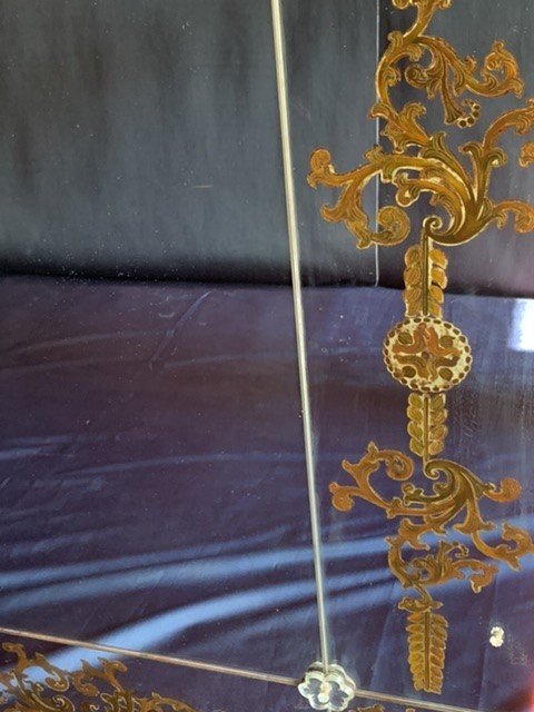 Oxidized Aged Venice Mirror, With églomisés Decors.-photo-2