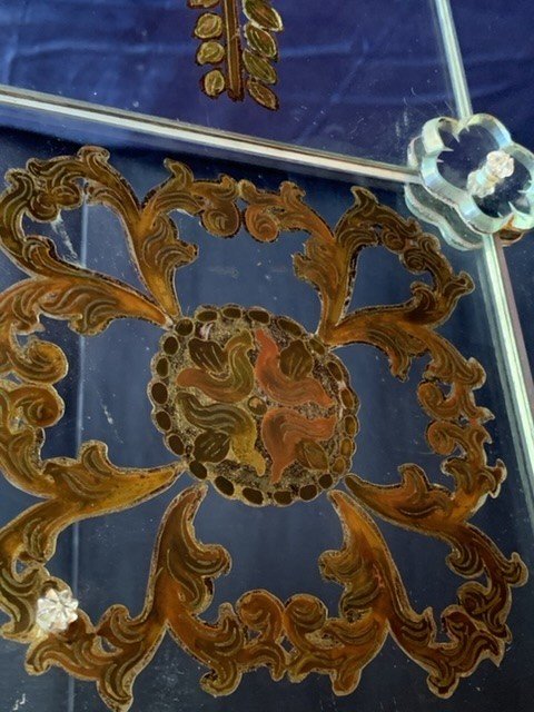 Oxidized Aged Venice Mirror, With églomisés Decors.-photo-3