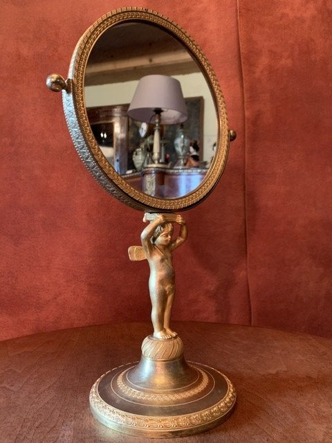 Miroir De Toilette En Bronze Doré 