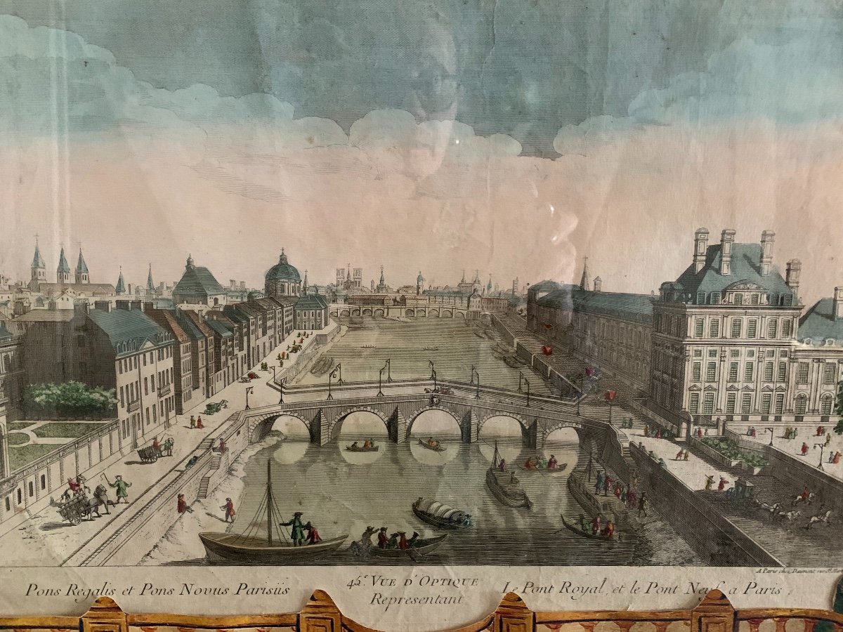 Vue D’optique D’époque XVIII Ème. Vue De Paris . -photo-2