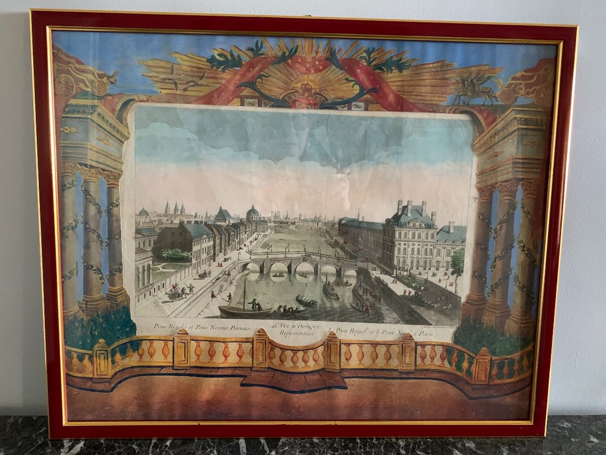 Vue D’optique D’époque XVIII Ème. Vue De Paris . 