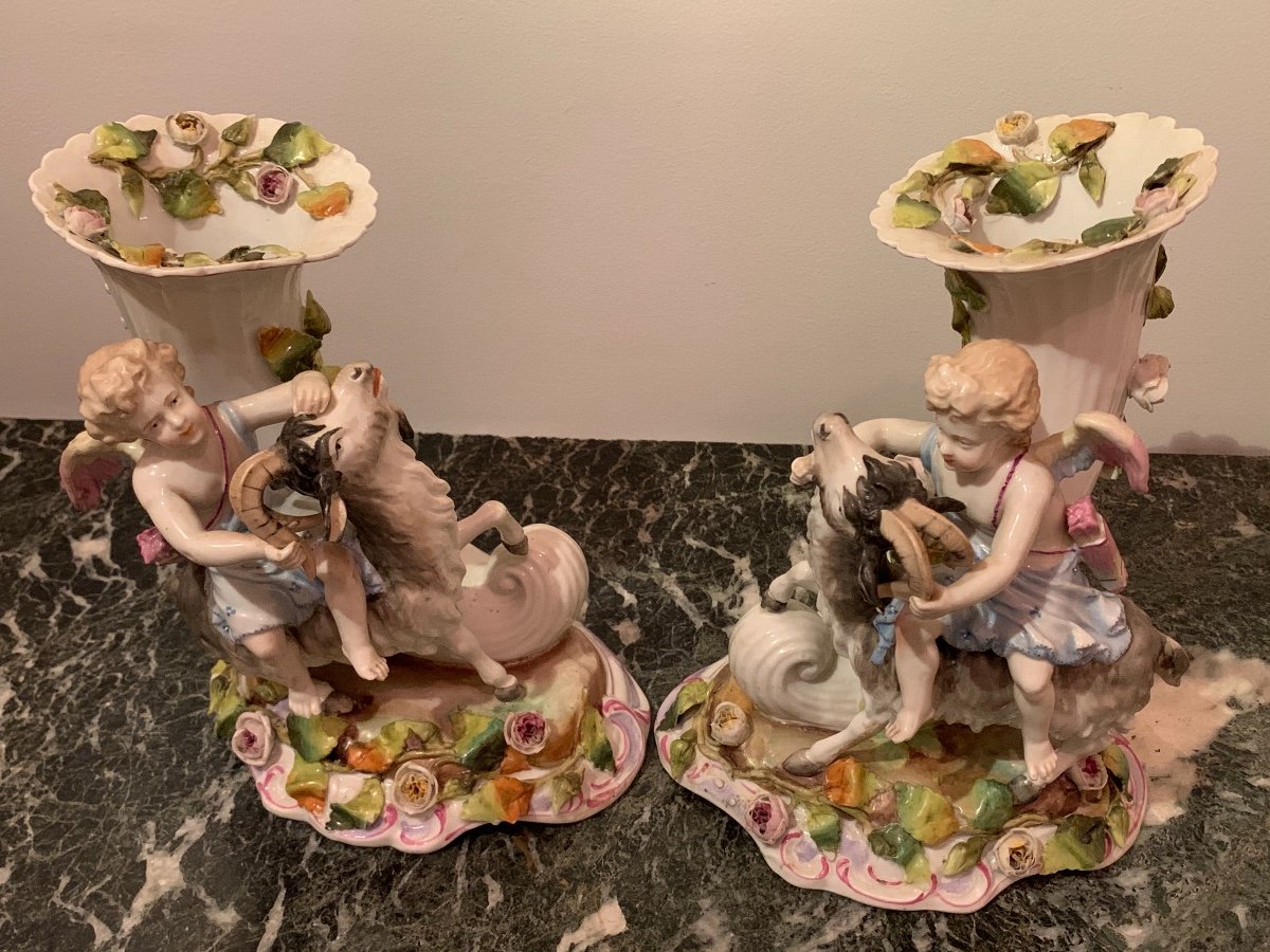 Pair Of Porcelain Subjects. Germany XIX Th.-photo-1