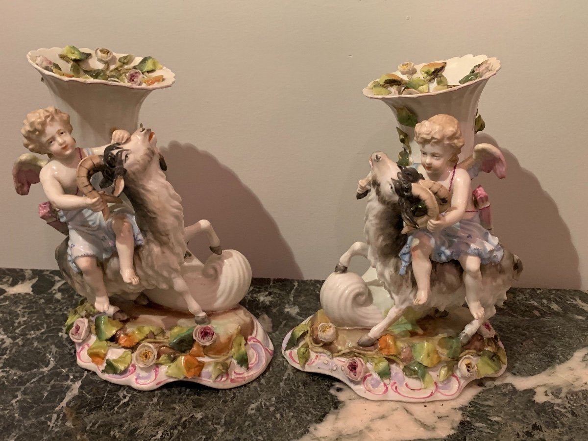 Pair Of Porcelain Subjects. Germany XIX Th.