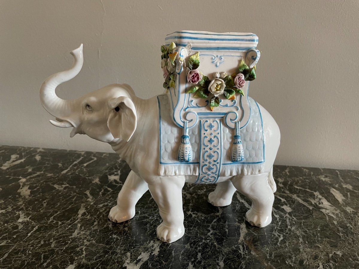 Nymphenburg Porcelain Elephant Vase Circa 1880-photo-2