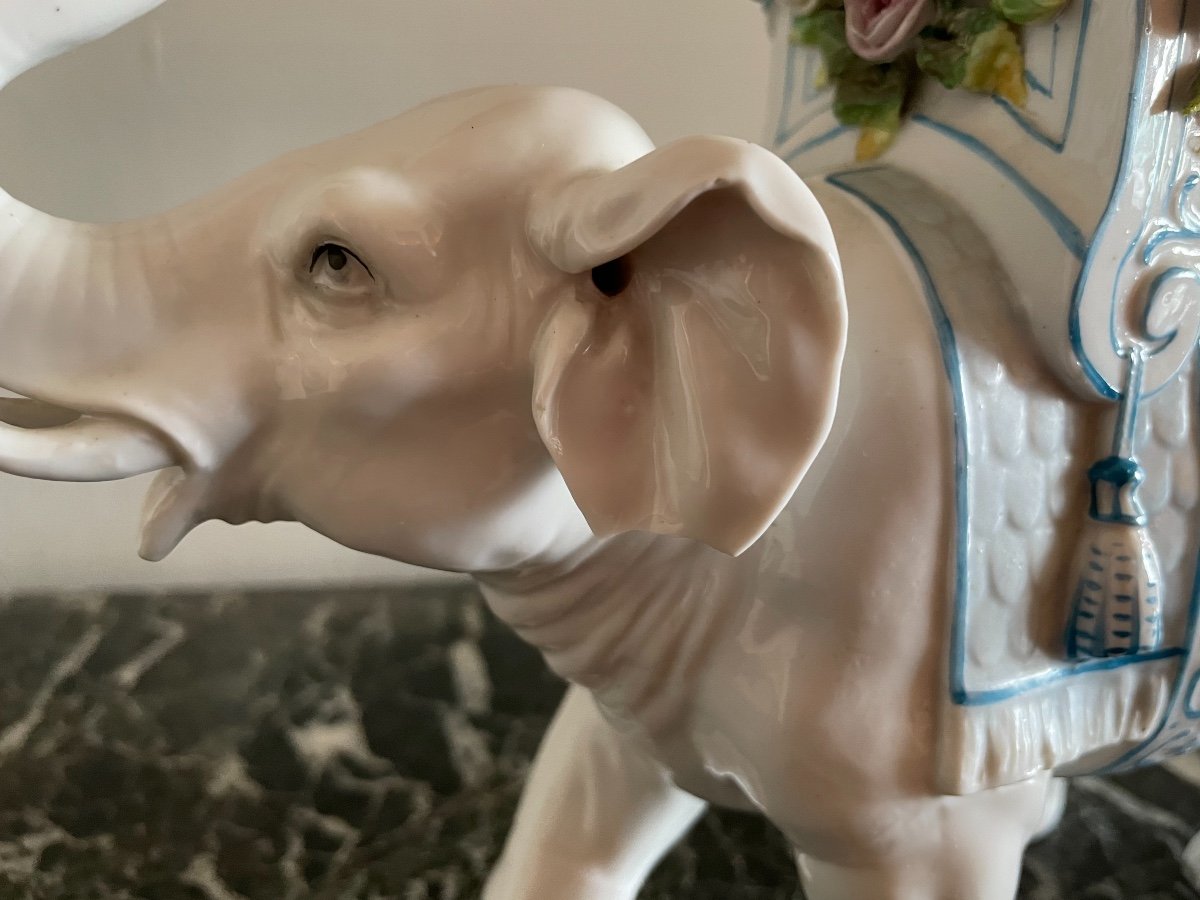 Nymphenburg Porcelain Elephant Vase Circa 1880-photo-3