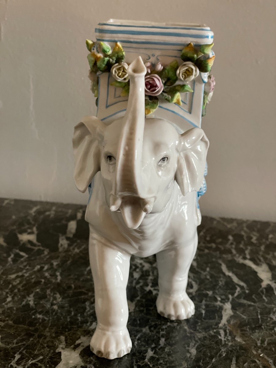 Nymphenburg Porcelain Elephant Vase Circa 1880-photo-4