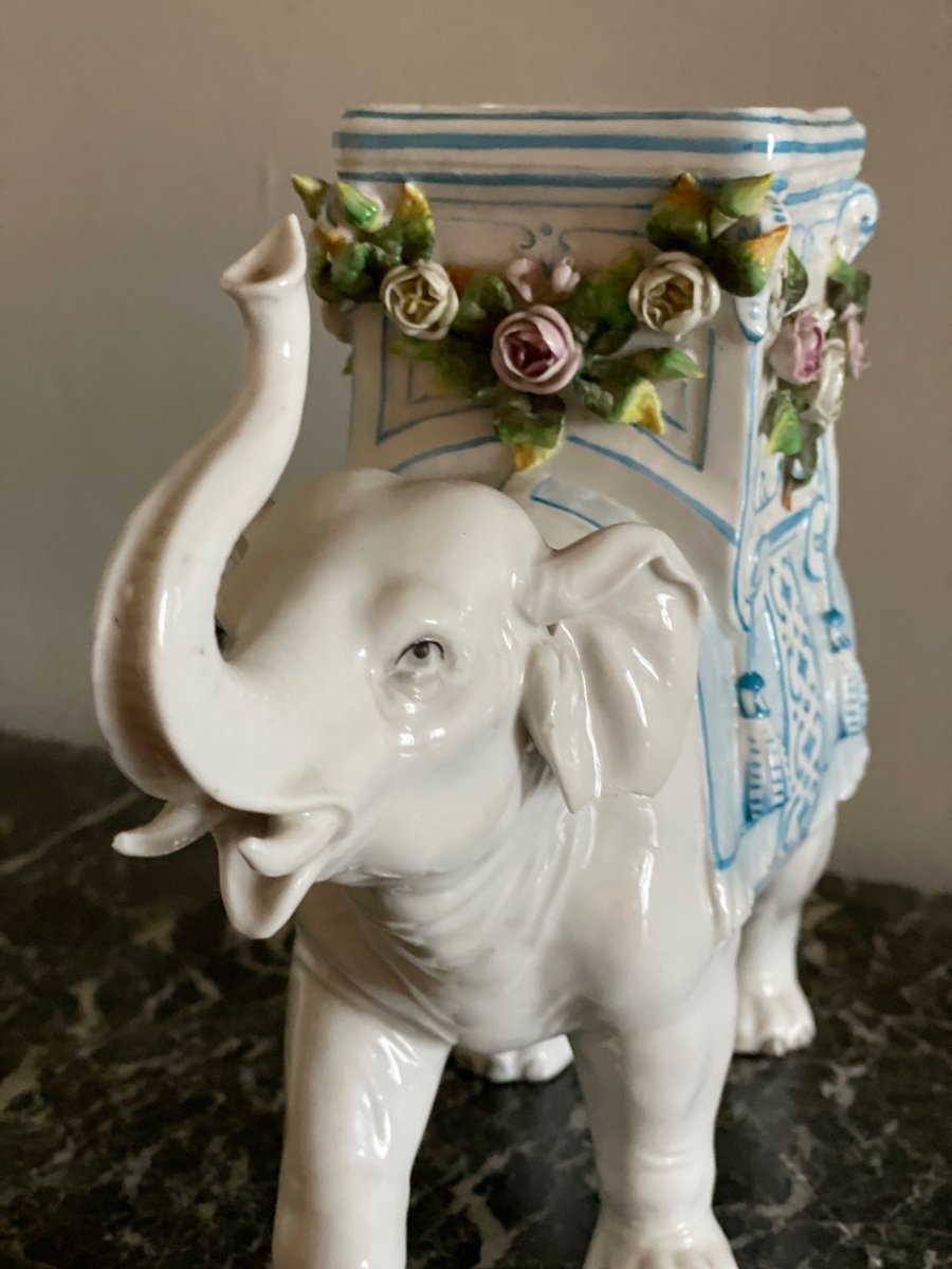 Nymphenburg Porcelain Elephant Vase Circa 1880-photo-5
