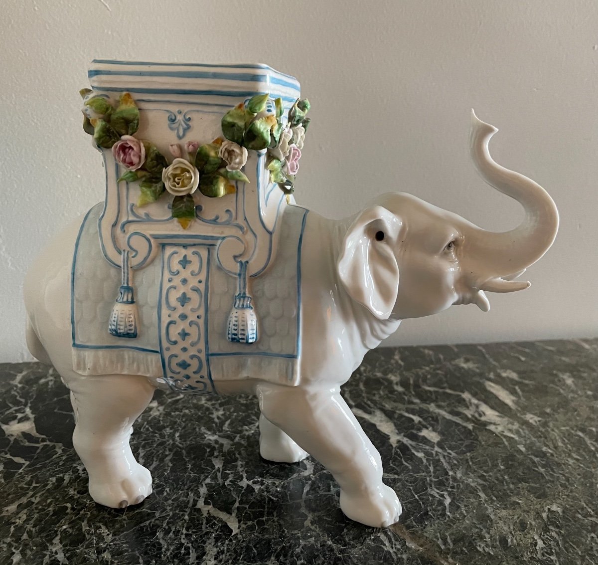 Nymphenburg Porcelain Elephant Vase Circa 1880