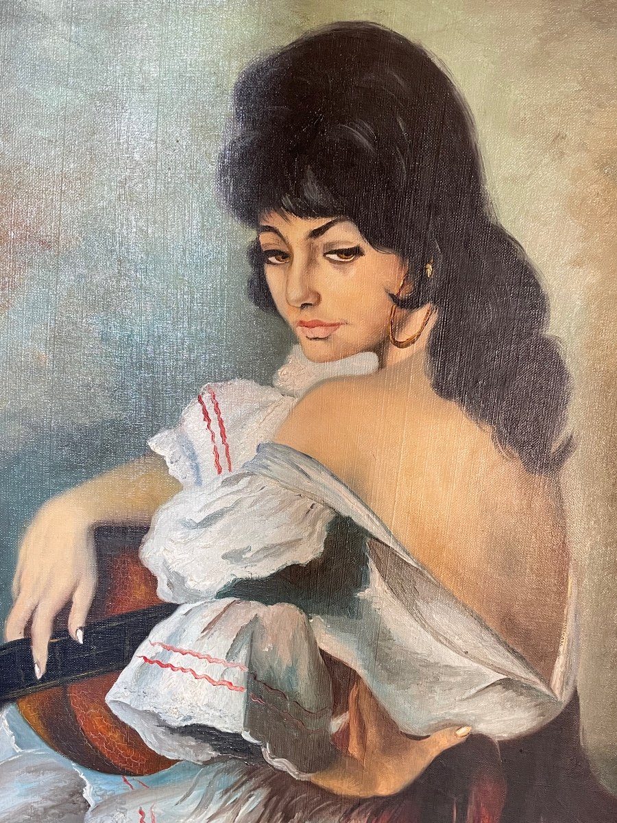 «  La Gitane ». Huile Sur Panneau, G. Munar ‘1960-photo-3