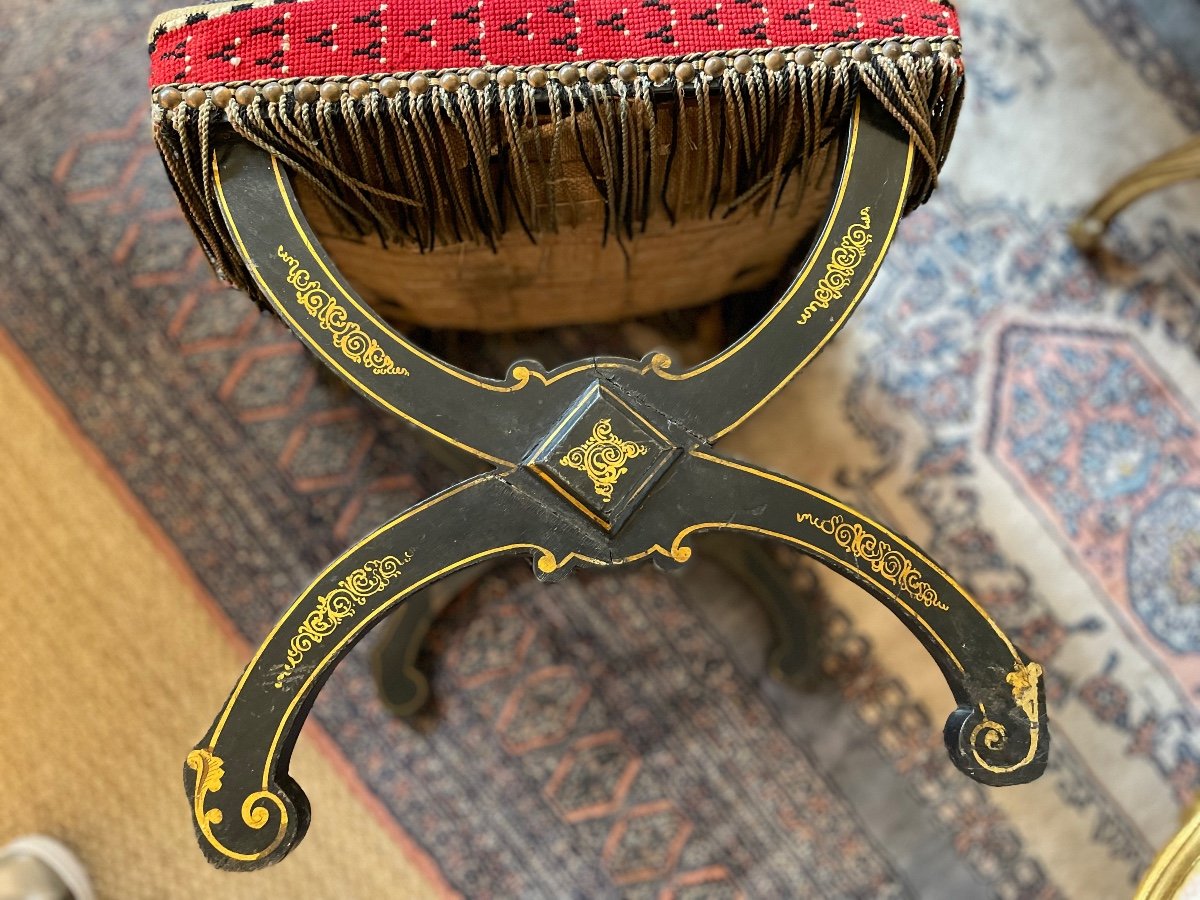 Tabouret En Tapisserie D’époque Napoléon III-photo-3