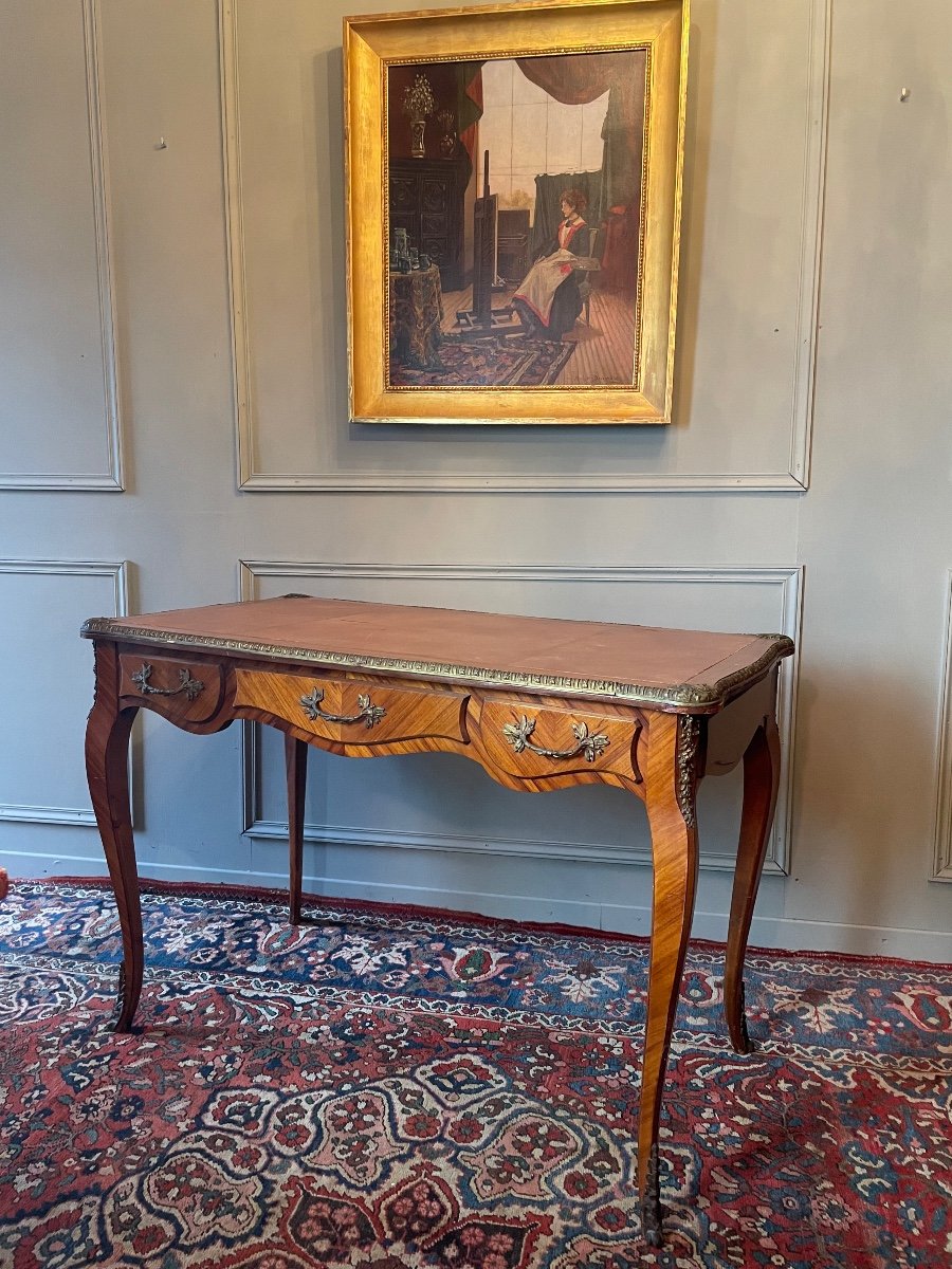 Louis XV Style Desk In Marquetry.