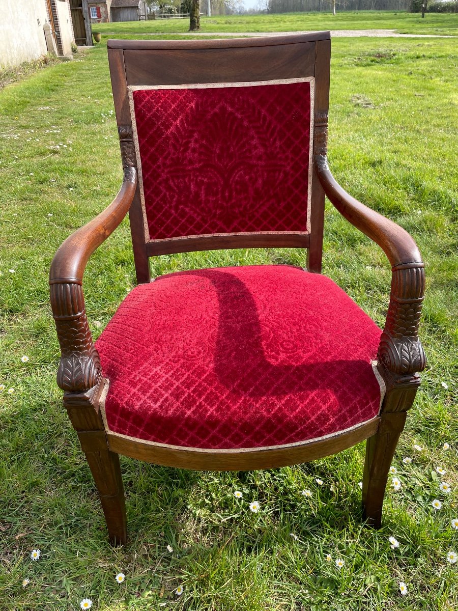 Pair Of Empire Style Armchairs In Mahogany.-photo-2