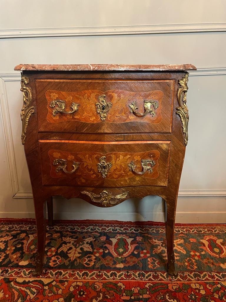 Louis XV Style Commode In Marquetry, Napoleon III Period.-photo-2