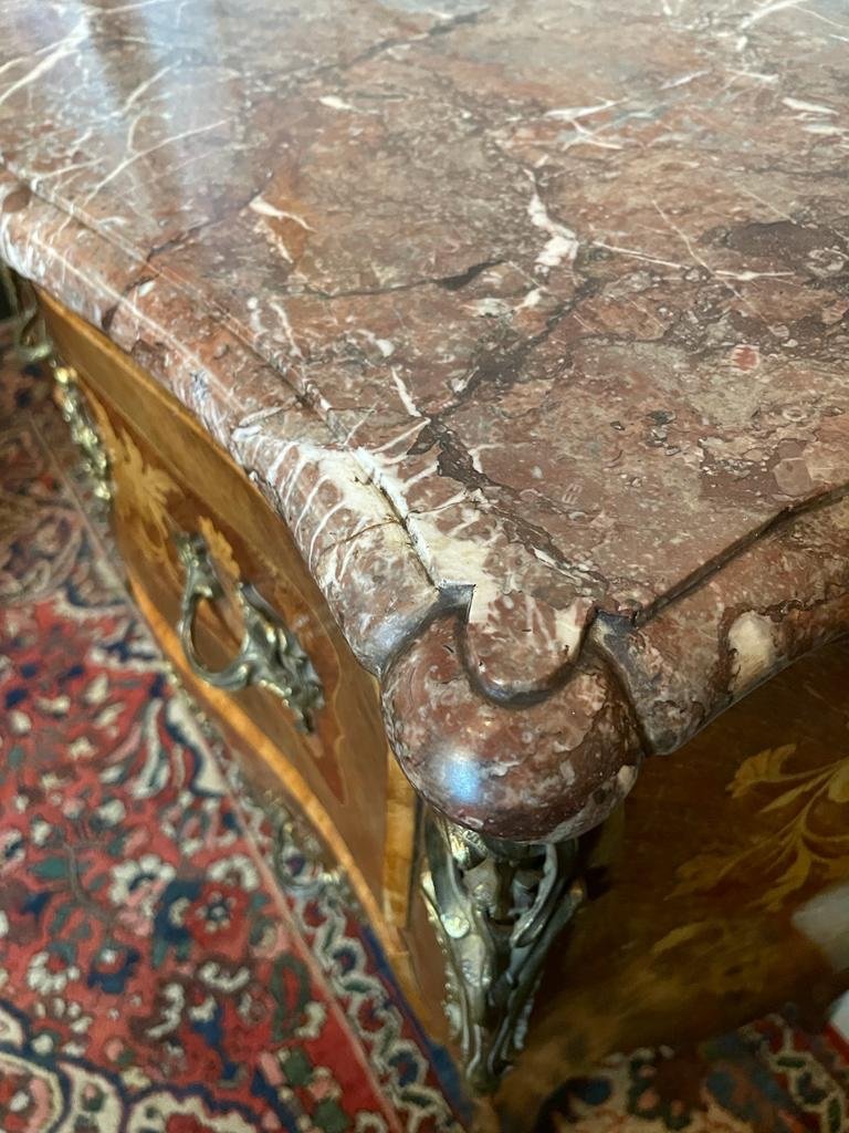 Louis XV Style Commode In Marquetry, Napoleon III Period.-photo-2