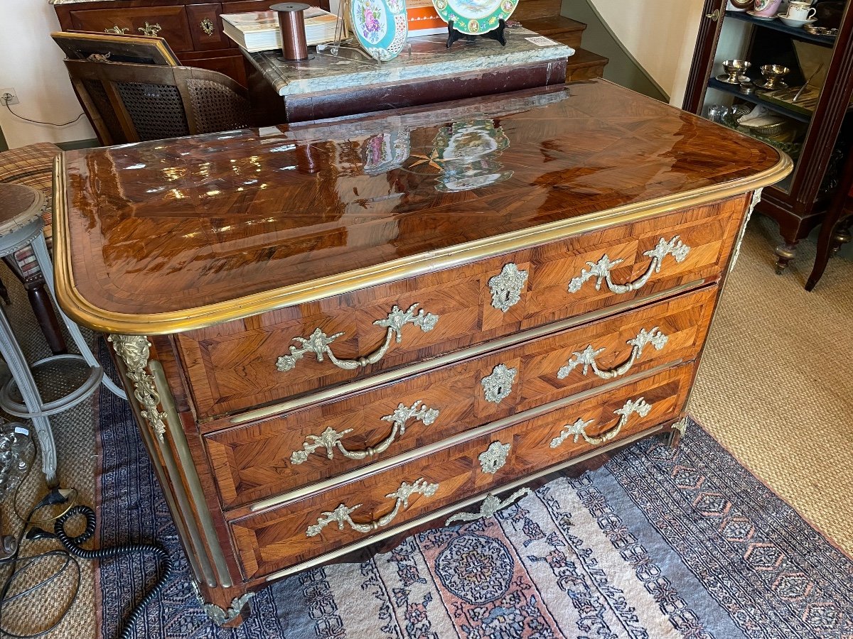 Regency Chest Of Drawers In Early XVIIIth Century Marquetry.-photo-1