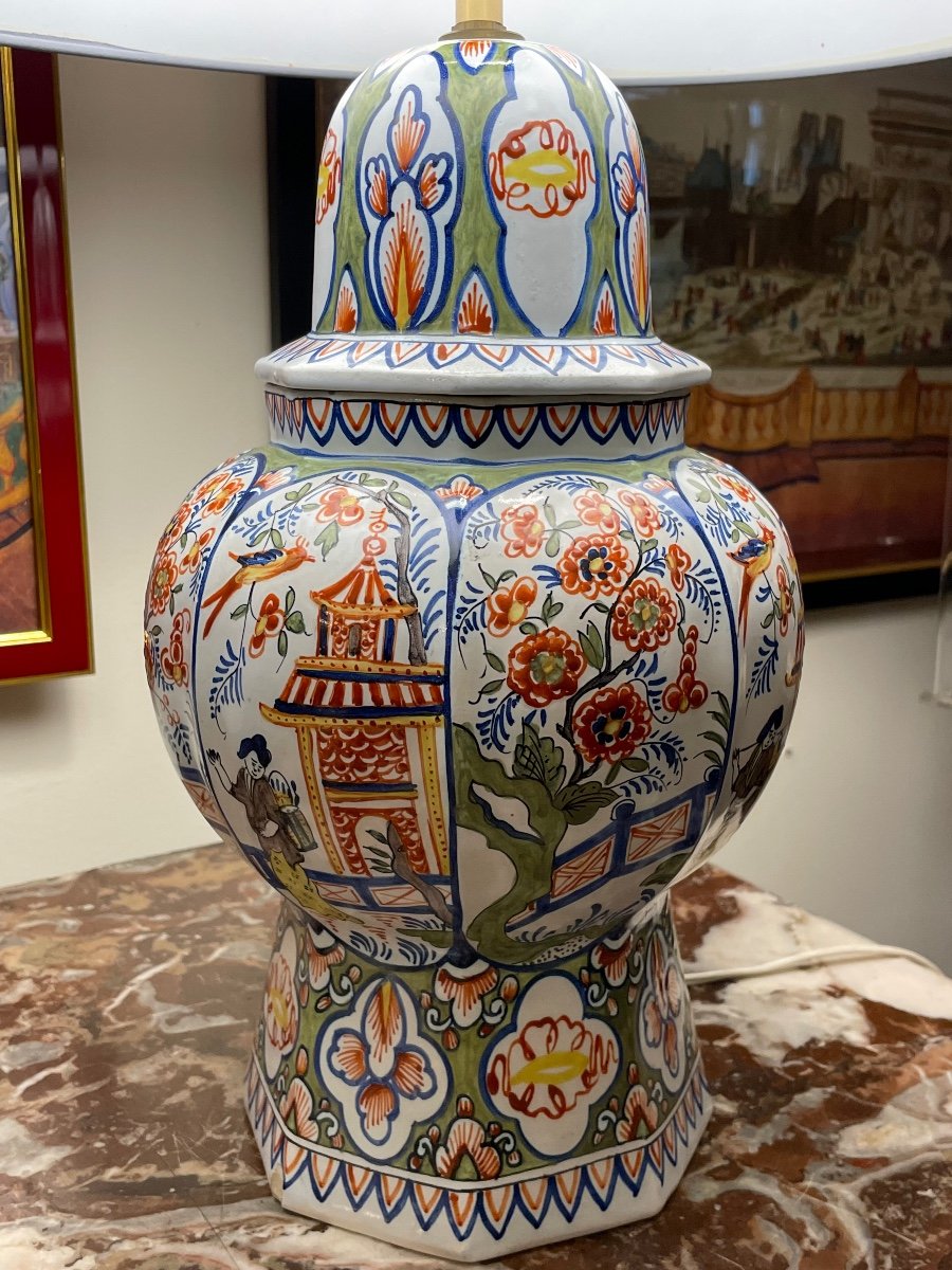 XIXth Century Delft Earthenware Lamp.-photo-2