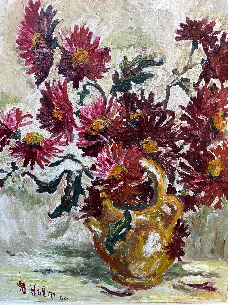 Table Of Flowers "dahlias" Monique Hulin Twentieth.-photo-2