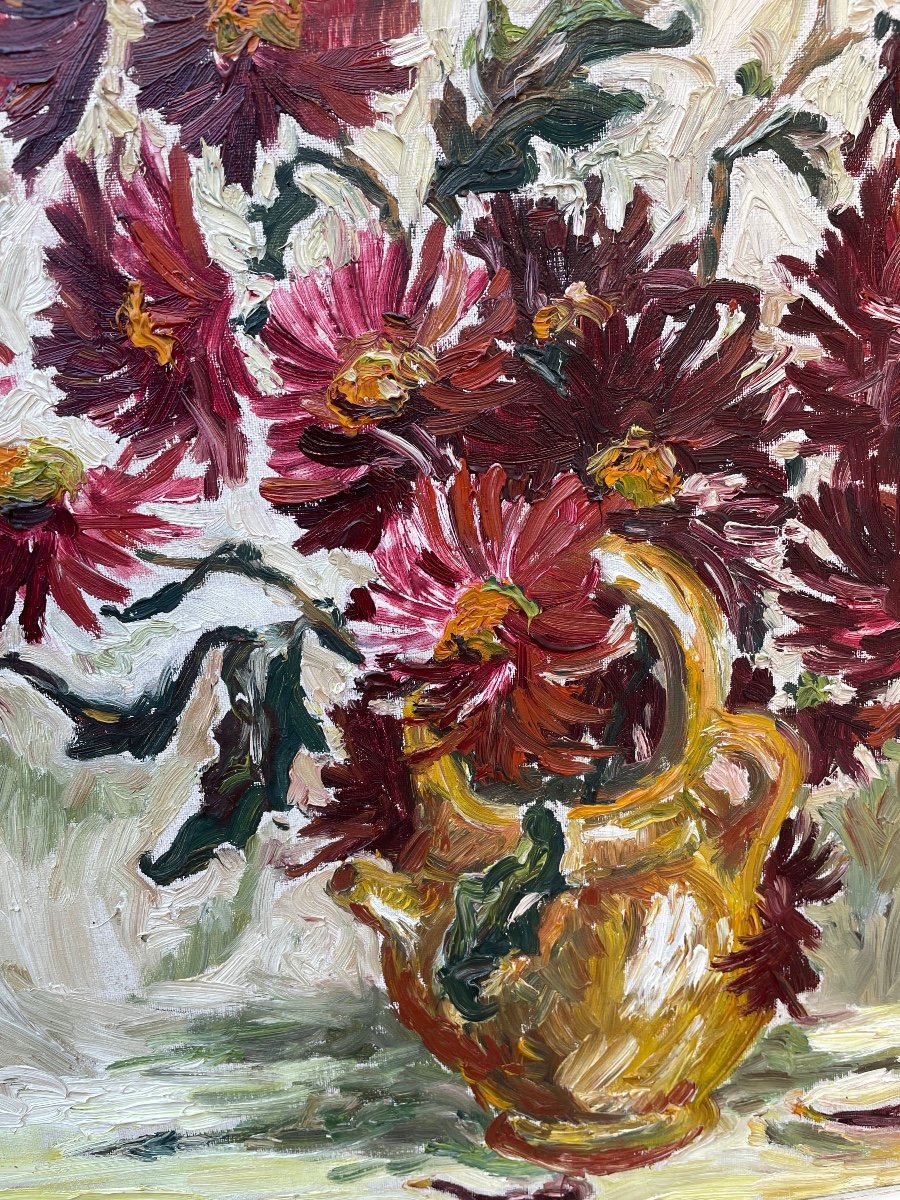 Table Of Flowers "dahlias" Monique Hulin Twentieth.-photo-4