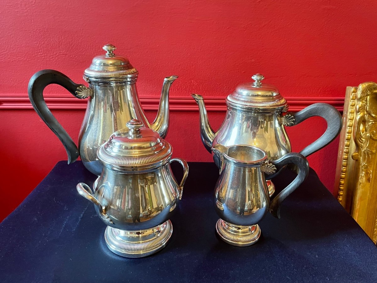 Tea And Coffee Service In Silver Metal. Meurgey Paris.