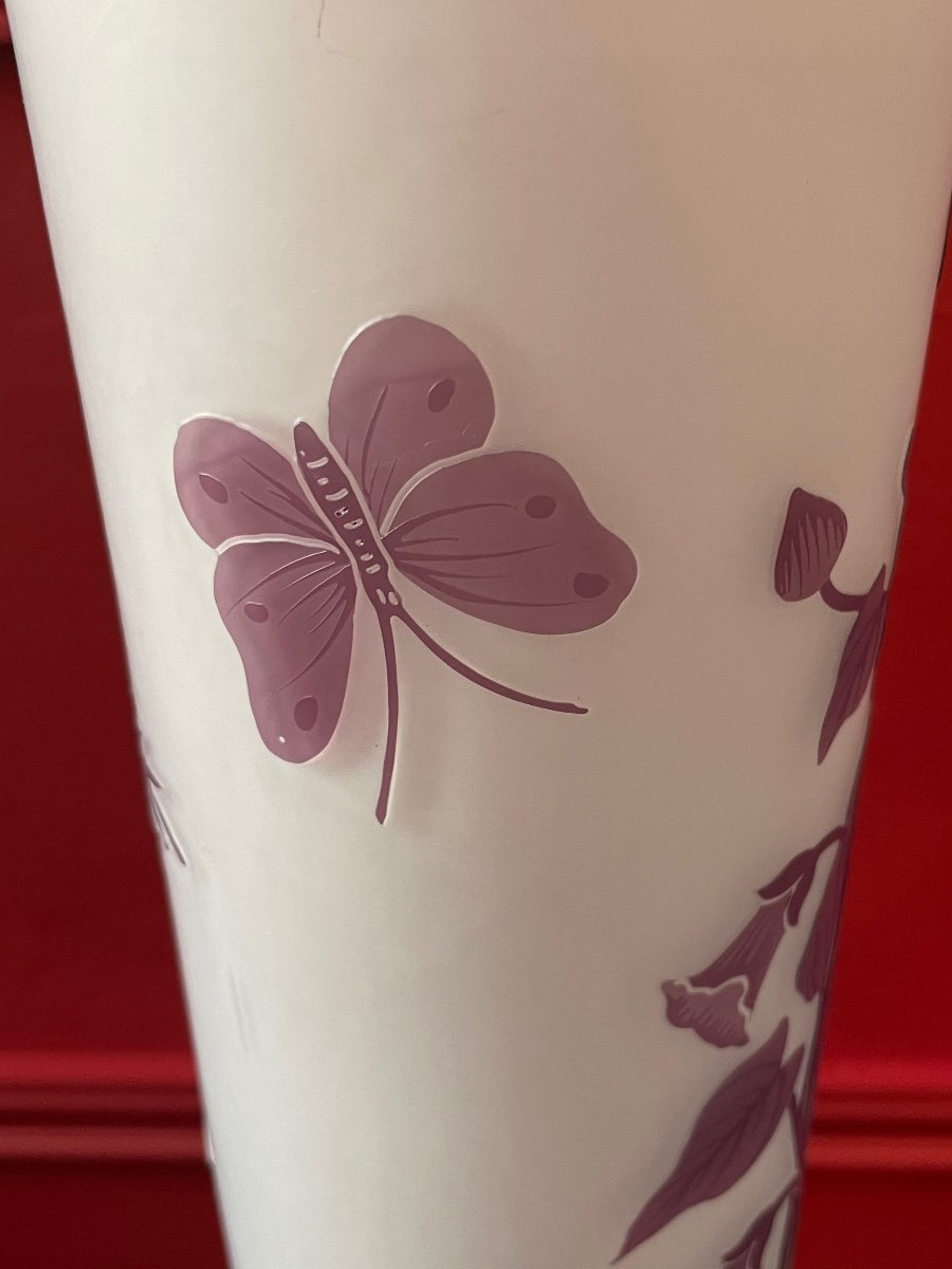 Large Glass Paste Vase, Art Nouveau Period. Signed "crystallerie De Pantin".-photo-3