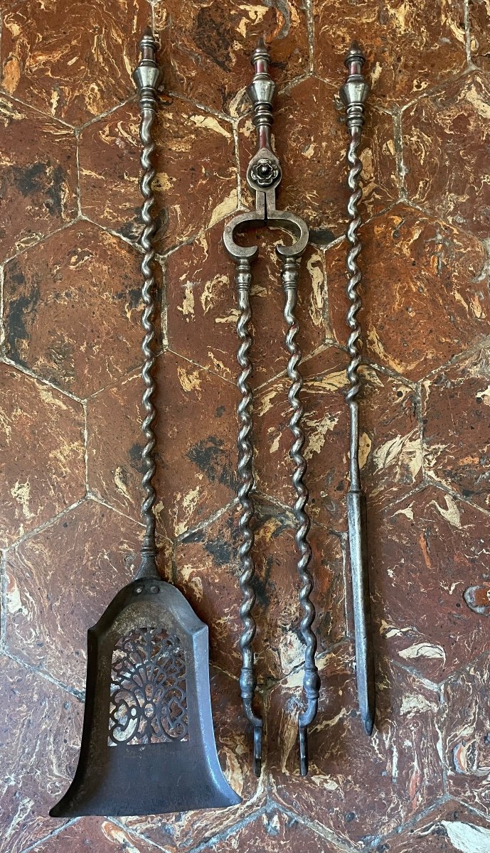 19th Century Twisted Iron Fireplace Servant