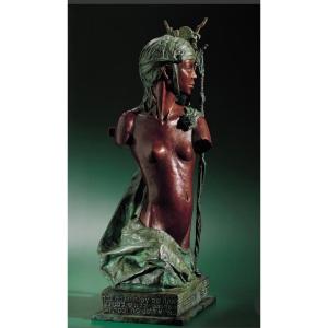 Bronze Bust Of Woman "the People" Michel Levy, Lost Wax, XXth Century.