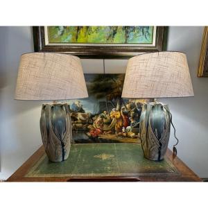 Pair Of Lamps. Signed Denbac . 