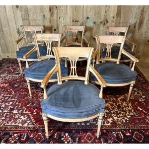 Suite Of Six Directoire Style Lacquered Armchairs.