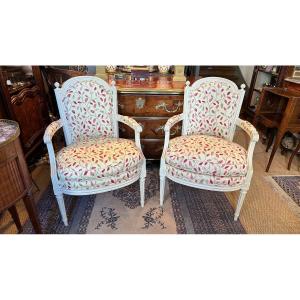 Pair Of Louis XVI Armchairs, From The End Of The XIXth Century.