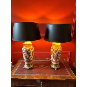 Pair Of Chinese Porcelain Lamps From The XIXth Century.
