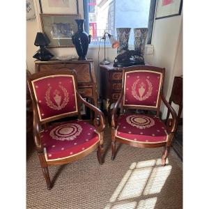 Pair Of Restoration Period Armchairs In Mahogany.