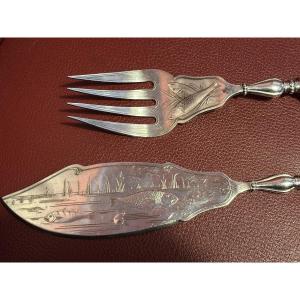 Art Krupp Berndorf Silver Metal Fish Cutlery. 