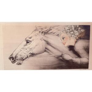 Louis Icart ( 1888 - 1950  ) Pur Sang  (1938 ) Eau Forte Couleur. 