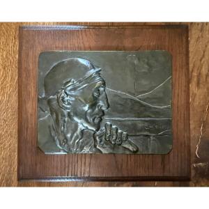 Constantin Emile Meunier. Bronze Plaque Titled "miner At Work." 