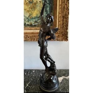 Large Bronze Salon Sculpture "young Ephebe" By Edouard Drouot (1859–1945).