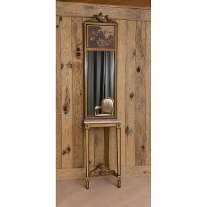 A Directoire-style Console And Trumeau Set Made Of Painted Wood.