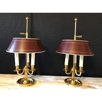 Paire De Lampes Bouillotte Louis XVI 