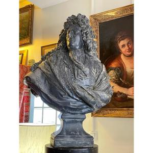 Very Large Bust Of Louis XIV In Terracotta From The XIXth Century.