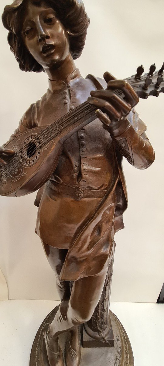 Bronze Le Chanteur Florentin De Paul Dubois-photo-4