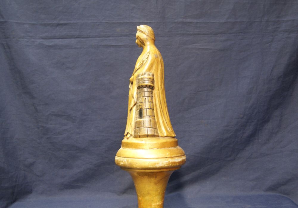 Carved Golden Wood Shaft From A Procession Staff-photo-4