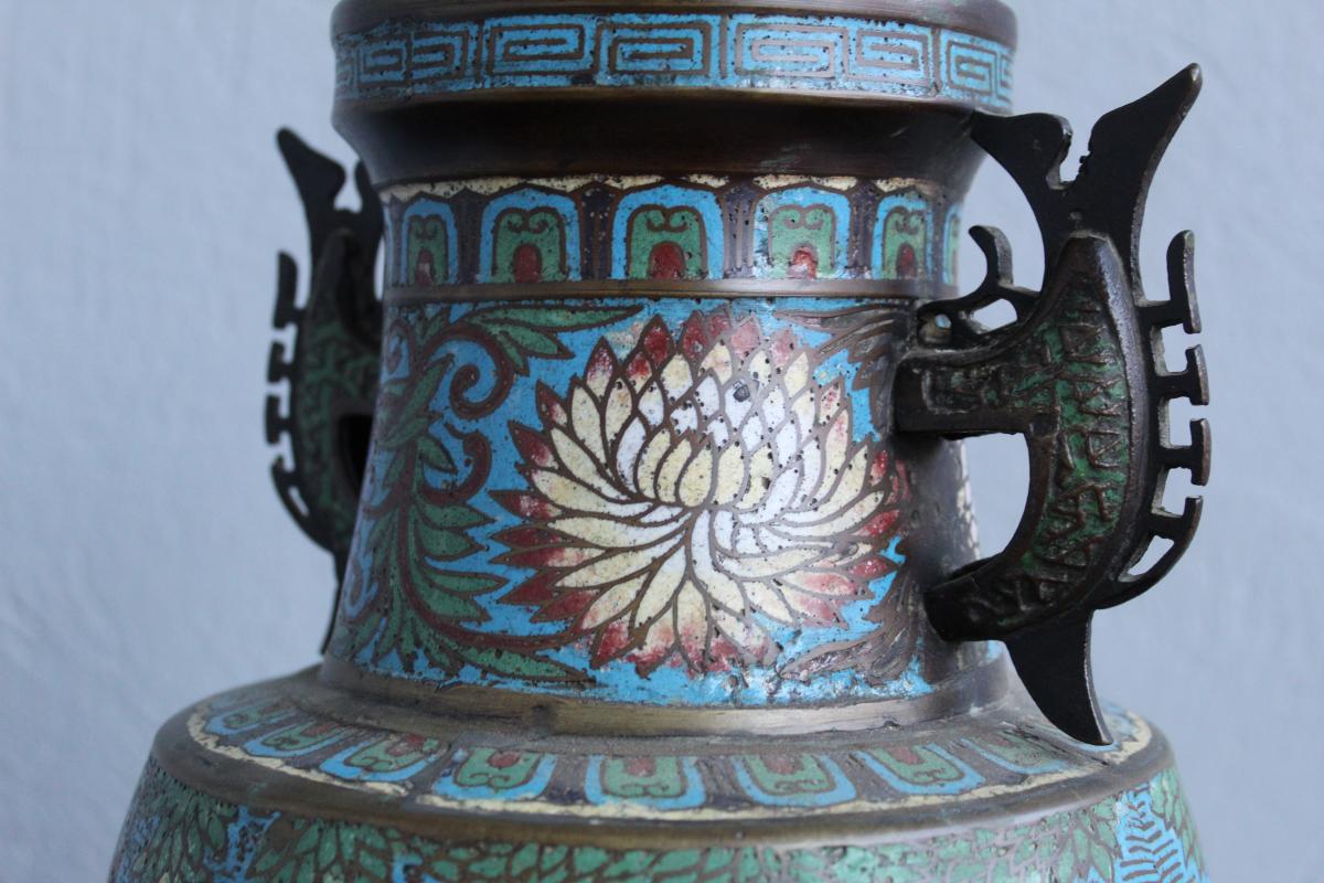 Vase Cloisonné  Chine 19eme-photo-3