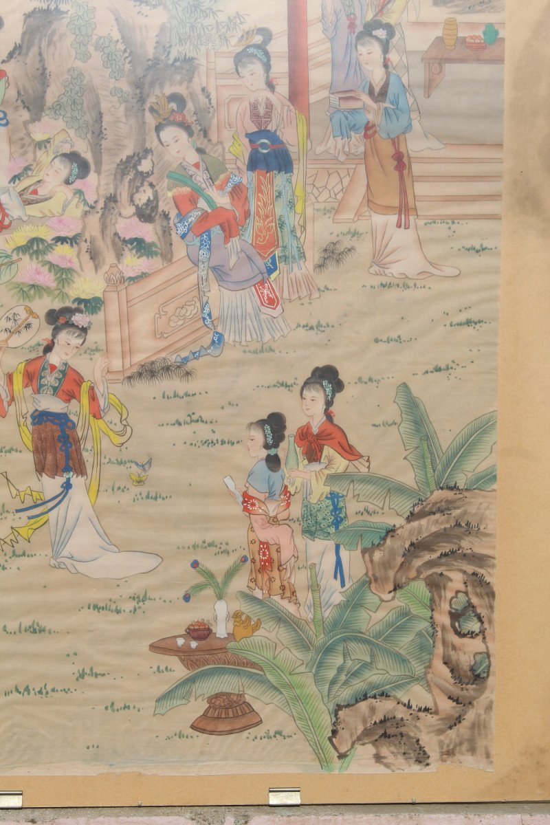 Soie peinte Chine XXème-photo-3