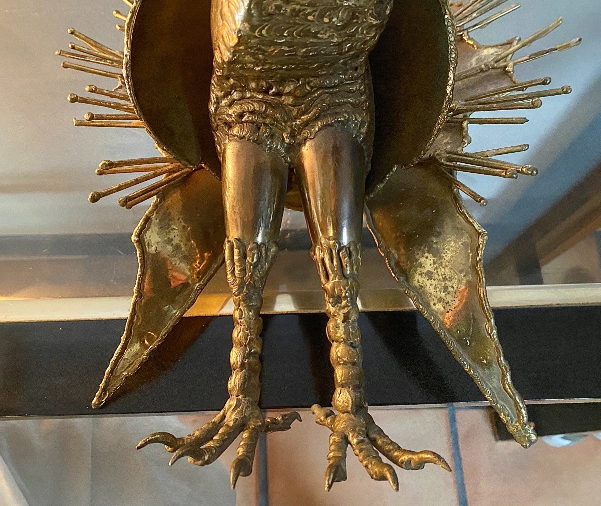 Peacock In Golden Brass In The Spirit Of Jacques Duval- Brasseur (1934 -2021)-photo-3