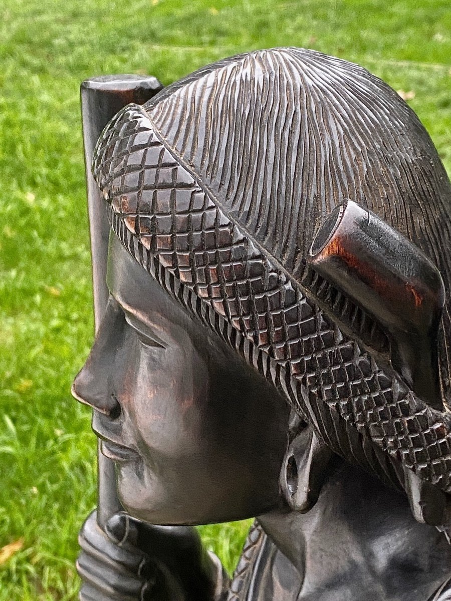 Wooden Sculpture Of A Young Woman And Her Dog, From The Philippines, Circa 50-photo-4